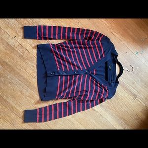 J Crew Red & Navy Striped Cardigan - size L - Never worn